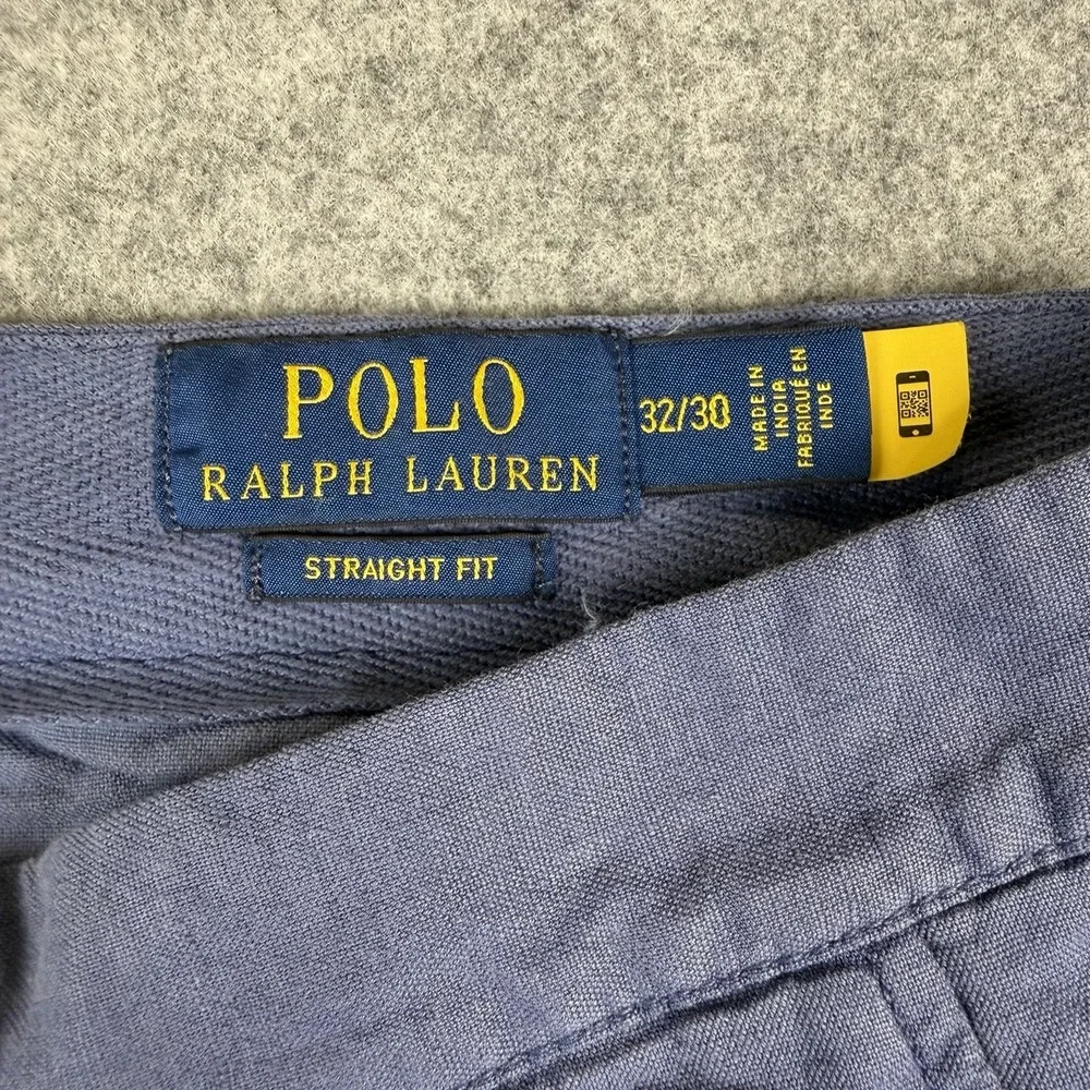 Polo Ralph Lauren Pants 32x30 Straight Fit Blue Linen Cotton Chino Slacks Men